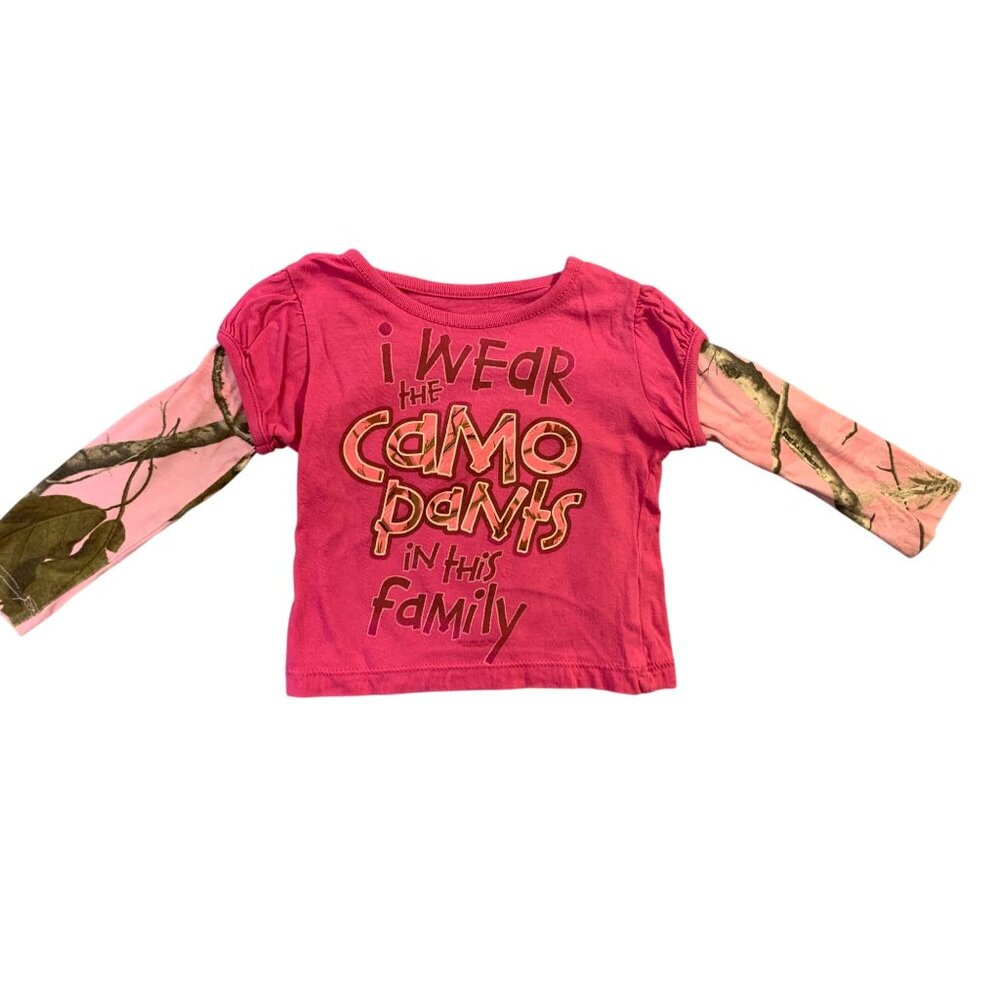 Buck Wear girls Toddler Size 2T Pink Long Sleeve Tee Tshirt Camo Layered I wear